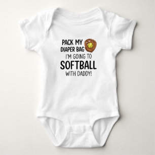 Pack meine Windeltasche, ich gehe Softball mit Dad Baby Strampler