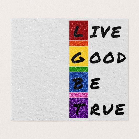 Pack mit 25 LGBT Glitzer Live Good Be True (Außenseite Aufgefaltet)