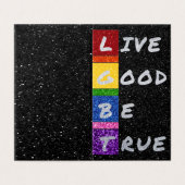 Pack mit 25 LGBT Glitzer Live Good Be True Card (Außenseite Aufgefaltet)