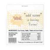 Pack mit Baby Shower Candy Bar Wrappers Gastgesche Notizblock (Vorderseite)