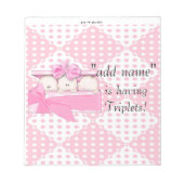 Pack mit Baby Shower Candy Bar Wrappers Gastgesche Notizblock (Vorderseite)