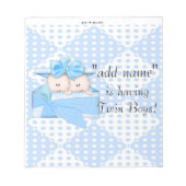 Pack mit Baby Shower Candy Bar Wrappers Gastgesche Notizblock (Vorderseite)