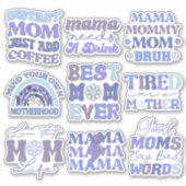 Pack mit Funny Blue Retro Mama Quotes Vinyl Sticke Aufkleber (Vorderseite)