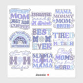 Pack mit Funny Blue Retro Mama Quotes Vinyl Sticke Aufkleber (Blatt)