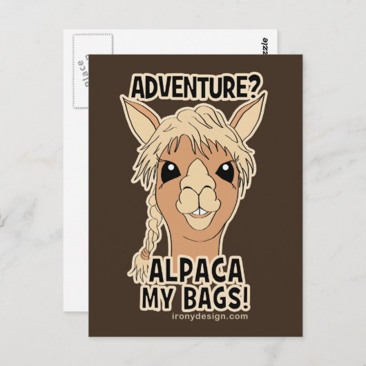 Pack My Bags Funny Alpaca Llama Postkarte (Vorne/Hinten)