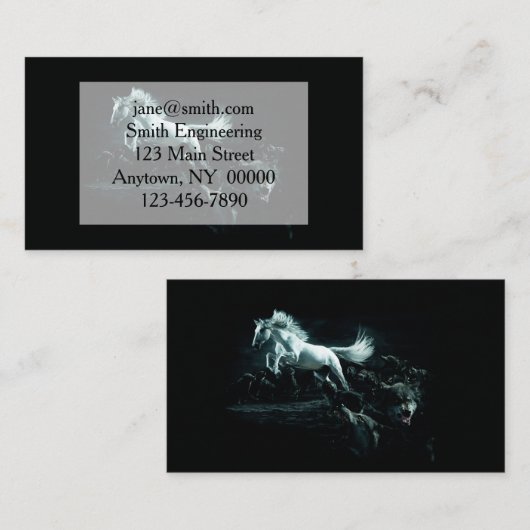 Pack of wolves attacking a white horse visitenkarte (Vorne/Hinten)