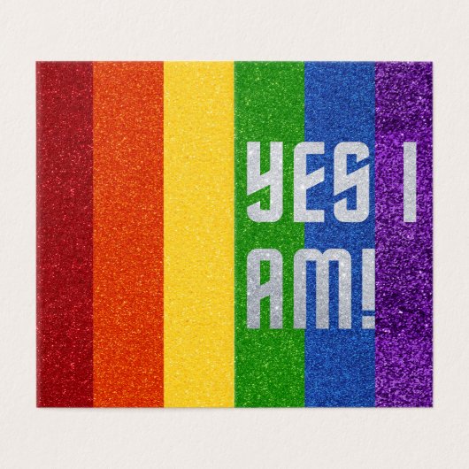 Pack von 25 LGBT Glitzer Ja ich bin! Coming Out Ca (Außenseite Aufgefaltet)