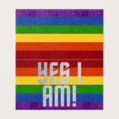 Pack von 25 LGBT Glitzer Ja ich bin! Coming Out Ca (Außenseite Aufgefaltet)