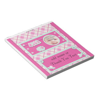 Pack von rosa Taufe Candy Bar Wrapper Gastgeschenk Notizblock