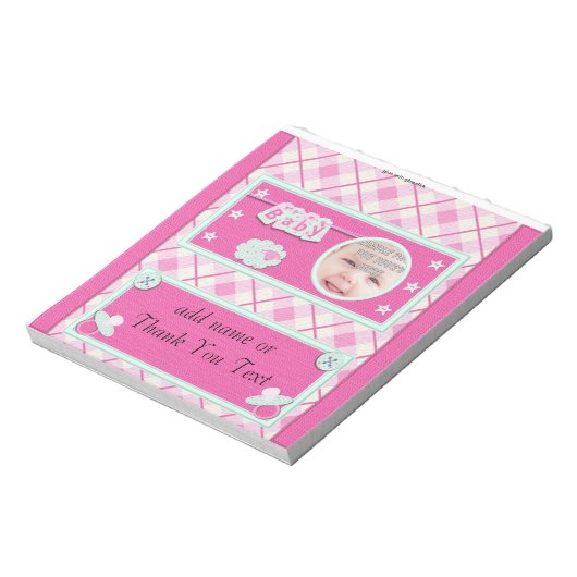 Pack von rosa Taufe Candy Bar Wrapper Gastgeschenk Notizblock (Rotiert)