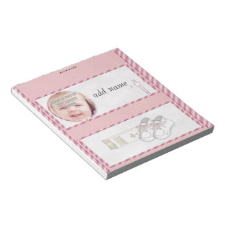 Pack von rosa Taufe Candy Bar Wrapper Gastgeschenk Notizblock