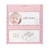 Pack von rosa Taufe Candy Bar Wrapper Gastgeschenk Notizblock (Vorderseite)