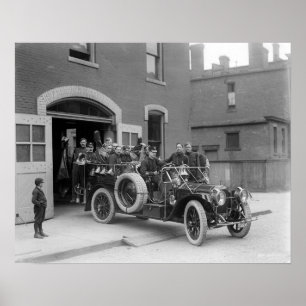 Packard Fire Squad, 1911. Altes Foto Poster