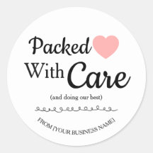 Packed With Care Sticker-Small Business Thank You