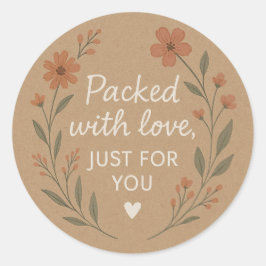 Packed with Love Floral Kraft Sticker