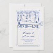 Packed with Love Hand Drawn Sardines Wedding Einladung (Vorderseite)