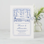 Packed with Love Hand Drawn Sardines Wedding Einladung (Stehend Vorderseite)
