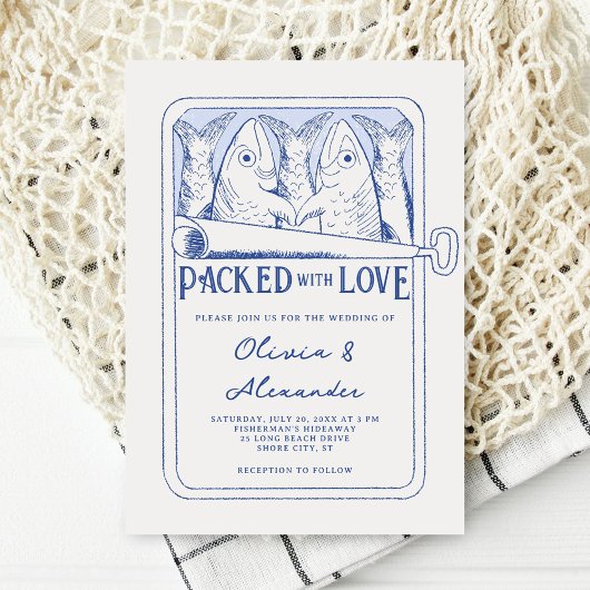Packed with Love Hand Drawn Sardines Wedding Einladung
