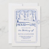 Packed with Love Whimsical Sardines Wedding Einladung (Vorderseite)