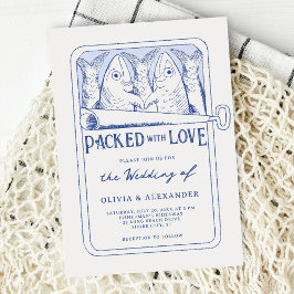 Packed with Love Whimsical Sardines Wedding Einladung