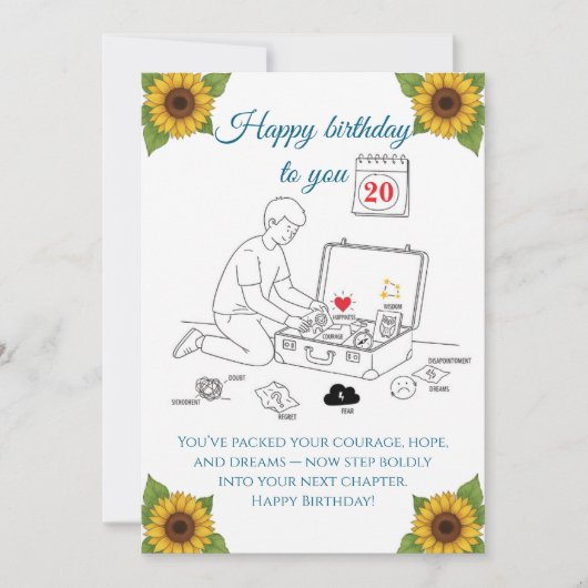 Packen für das nächste Kapitel, Geburtstag Karte (Vorderseite)