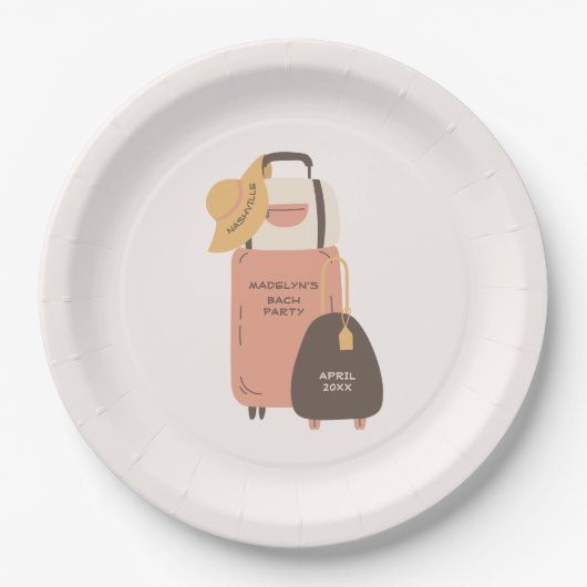 Packen Sie Ihre Beutel Gepäck Zielbachelorette Pappteller (Vorderseite)