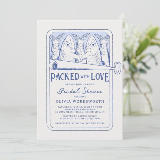 Packet mit Liebe FishermanCore Brautparty Einladung (Stehend Vorderseite)