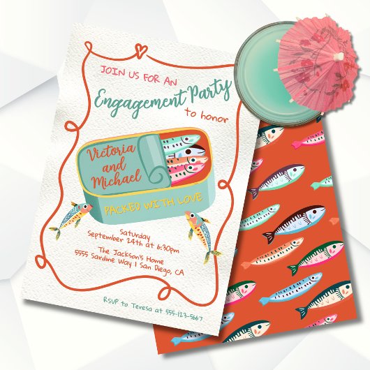 Packet mit Liebe Funky Sardine Party Einladung