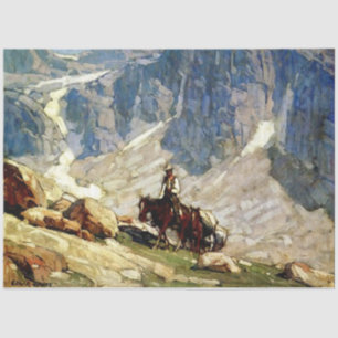 „Packin’ In“ Western Art von Edgar Payne Seidenpapier