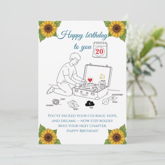 Packing for the next chapter,Birthday Karte (Stehend Vorderseite)