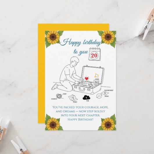 Packing for the next chapter,Birthday Karte (Vorderseite/Rückseite Beispiel)