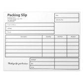 Packing Slip Black and White Business Template Notizblock (Vorderseite)