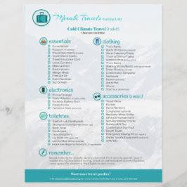 Packliste: Cold Climate Travel (1 Erwachsene)