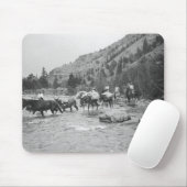 Packmulis über einen Fluss treiben Mousepad (Mit Mouse)