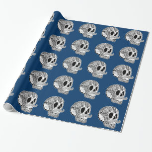 Packpapier des Schnurrbart-Zuckerschädel-(BW)