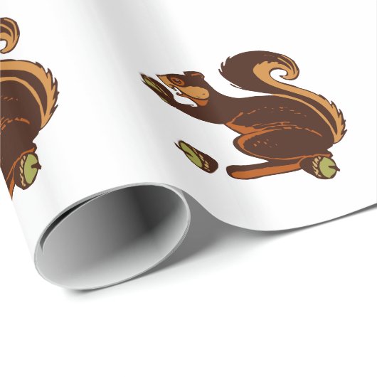 PACKPAPIER-EICHHÖRNCHEN MIT EICHEL GESCHENKPAPIER (Rolleneckpunkt)