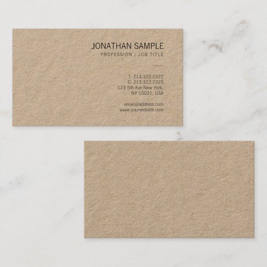 Packpapier-eleganter moderner schlichter Luxus Visitenkarte (Vorne/Hinten)