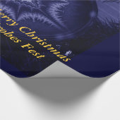 Packpapier, fröhliche Weihnachten, blau Geschenkpapier (Ecke)