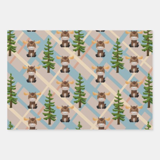 Packpapier für Elch- und Mobile-Babydusche Geschenkpapier Set (Vorderseite 3)