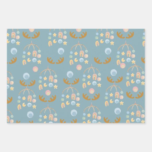 Packpapier für Elch- und Mobile-Babydusche Geschenkpapier Set (Vorderseite 2)