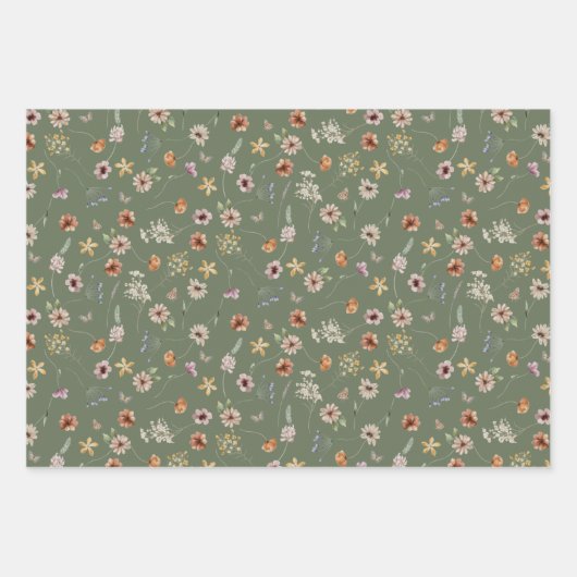 Packpapier für grüne Flora Geschenkpapier Set (Vorderseite 2)