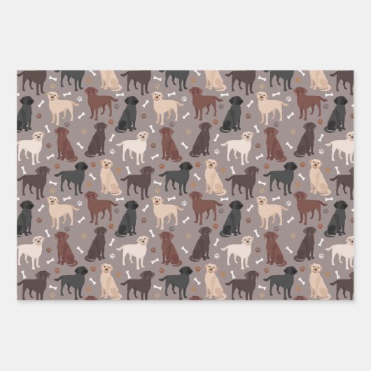 Packpapier für Labrador Retriever, Paws and Bones  Geschenkpapier Set (Vorderseite 2)