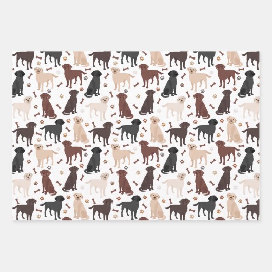 Packpapier für Labrador Retriever, Paws and Bones Geschenkpapier Set (Vorderseite)