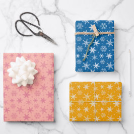 Packpapier für Schneeflocken mit einem Set von 3 Geschenkpapier Set