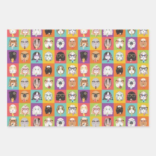 Packpapier Happy Guinea Schweine Geschenkpapier Set (Vorderseite)