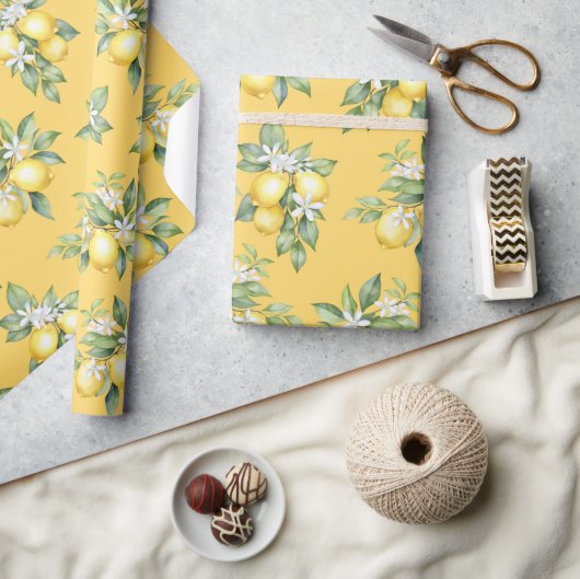 Packpapier Lemon Zitrus 1. Geburtstag. (Kunsthandwerk)