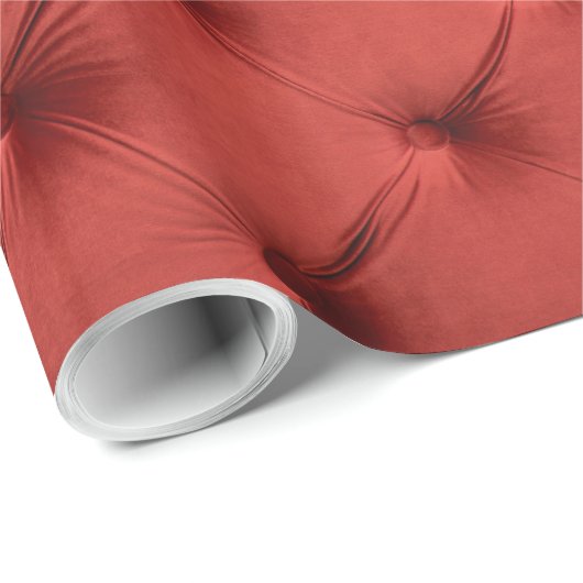 Packpapier mit Baumwollsamt roter capitone (Rolleneckpunkt)