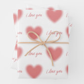 Packpapier mit Herzen und Zitat "I Liebe you" Geschenkpapier Set (Beispiel)