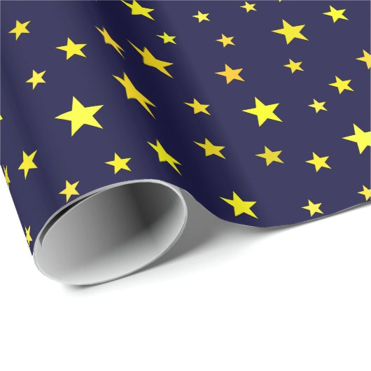 Packpapier mit Sternen auf Marine-Blau (Rolleneckpunkt)