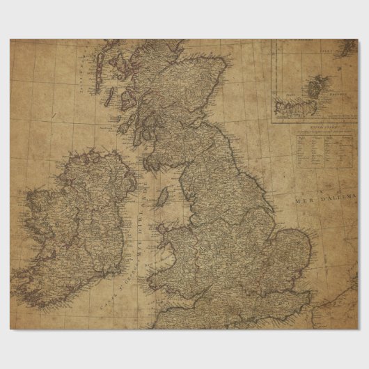 Packpapier-Rolle der Antiken-Karten-Art-3 Geschenkpapier (Flach)